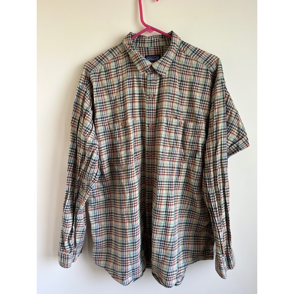 Patagonia Mens Organic Cotton Plaid Long Sleeve Button Down Shirt L #0077